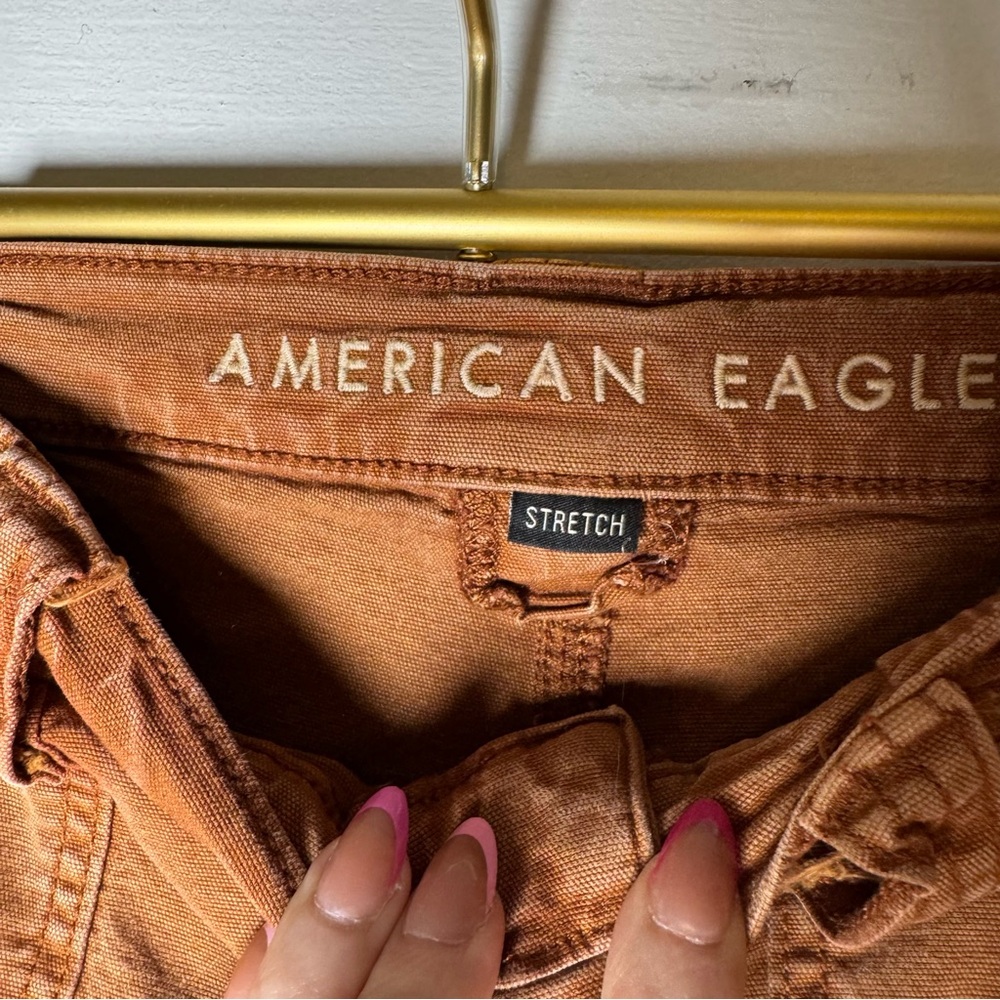 American Eagle Stretch Cargo Straight Pant Burnt Orange 8 Long - Picture 13 of 13
